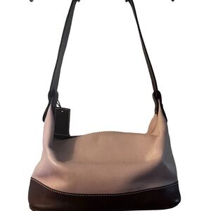 J. Jill Two-Tone Cream and Brown Leather Shoulder Bag